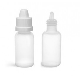 1/2 oz Natural LDPE Bottles w/ Dropper Tip Inserts and Ribbed Child Resistant Caps