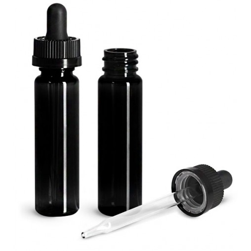 1oz Black PET Cylinders w/ Child Resistant Glass Droppers 1oz Black PET Cylinders w/ Child Resistant Glass Droppers