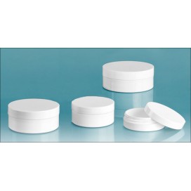 16oz White Polypropylene Thick Wall Jar w/ Lined Caps
