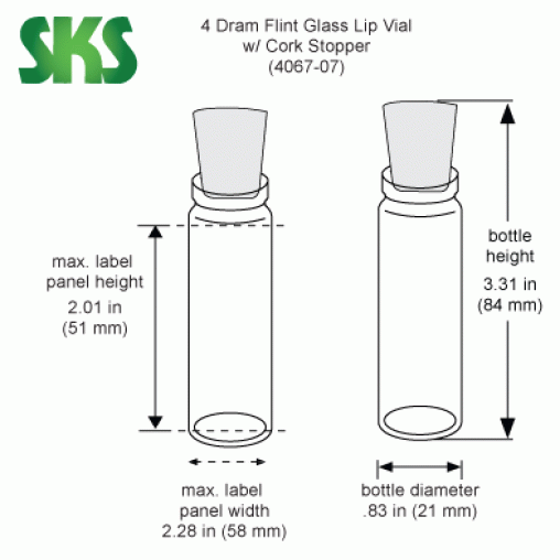 4 Dram Glass Vial w/Cork Stopper