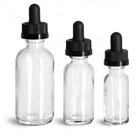 1/2 oz Glass Bottles w/ Black Child Resistant Glass Droppers