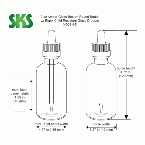 2 oz Glass Bottles w/ Black Child Resistant Glass Droppers 2 oz Glass Bottles w/ Black Child Resistant Glass Droppers