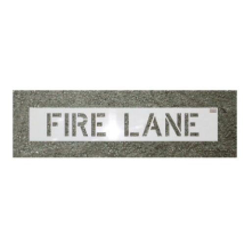 "FIRE LANE" LDPE Stencil Character Size: 12"H x 9"W Size: 18"H x 100"W x 1/8"T "FIRE LANE" LDPE Stencil Character Size: 12"H x 9"W Size: 18"H x 100"W x 1/8"T