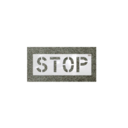 "STOP" Large LDPE Stencil Character Size: 24"H x 12"W Size: 30"H x 60"W x 1/8"T "STOP" Large LDPE Stencil Character Size: 24"H x 12"W Size: 30"H x 60"W x 1/8"T