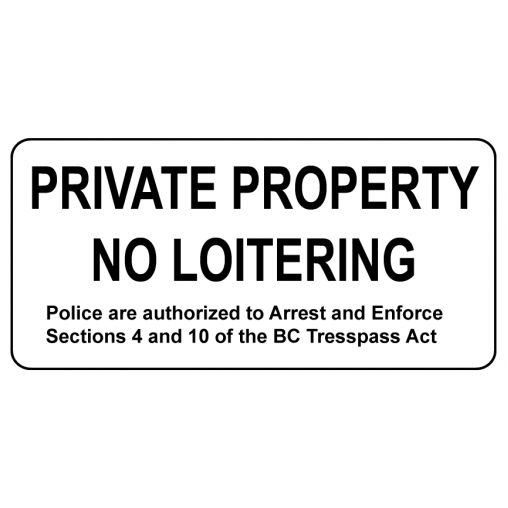 No Loitering Sign 12"W x 6"H