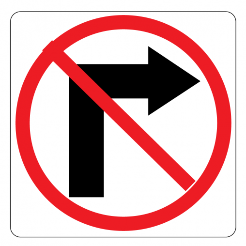 No Right Turn Sign 24"W x 24"H