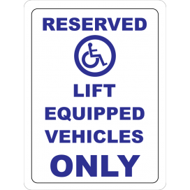 Lift Equipped Parking 12"W x 18"H Lift Equipped Parking 12"W x 18"H